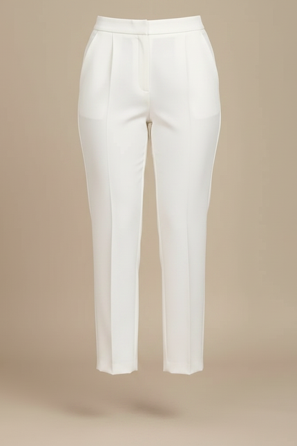Pantalon À Pince Blanc Taille Haute Plissé Confortable - Polyester - vue 3