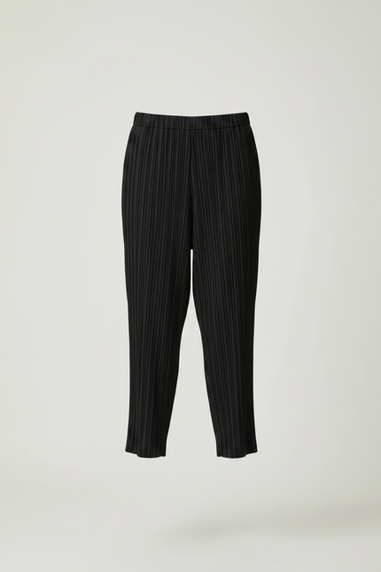 Pantalon À Pince Noir Plissé Ample Confortable - Polyester - vue 3