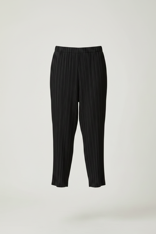 Pantalon À Pince Noir Plissé Ample Confortable - Polyester - vue 3