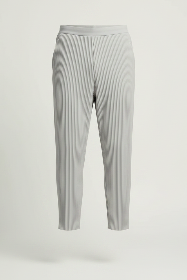 Pantalon À Pince Gris Plissé Fluide Décontracté Homme - Polyester - vue 3