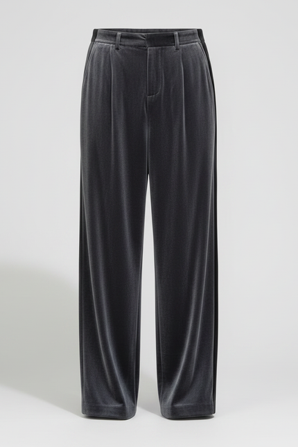 Pantalon À Pince Velours Gris Ample Décontracté Homme - vue 3