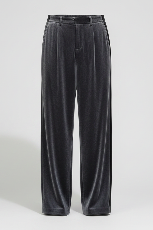 Pantalon À Pince Velours Gris Ample Décontracté Homme - vue 3