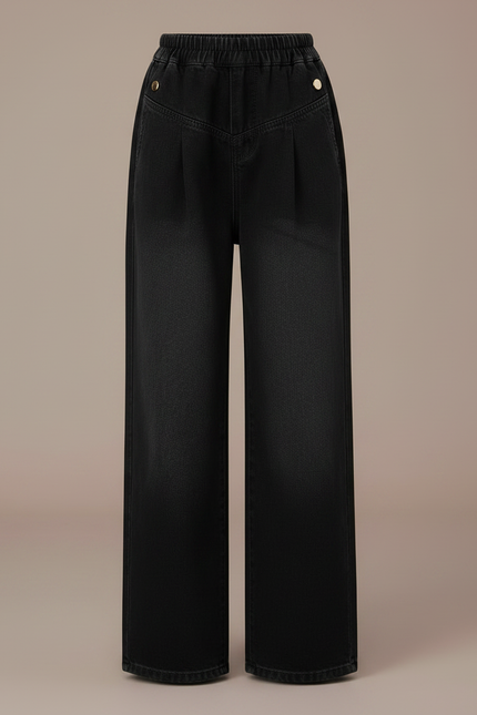Pantalon À Pince Noir Ample Denim Enfant Décontracté - Jean - vue 3