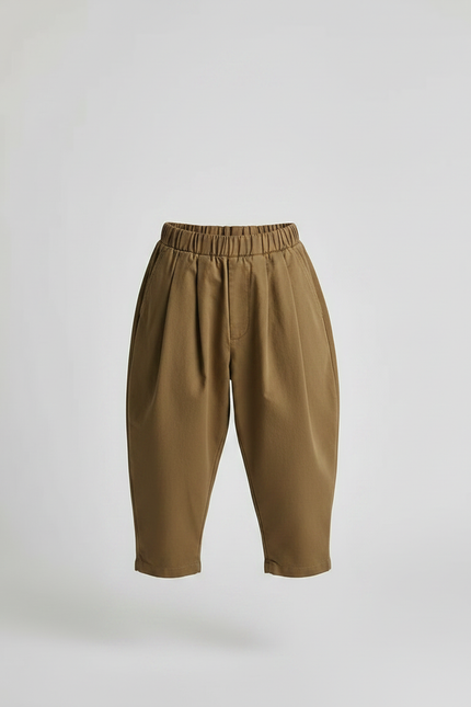 Pantalon À Pince Kaki Ample Coton Décontracté Enfant - vue 3