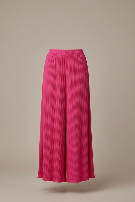 Pantalon À Pince Plissé Fluide Rose Éclatant Ample - Polyester - vue 3