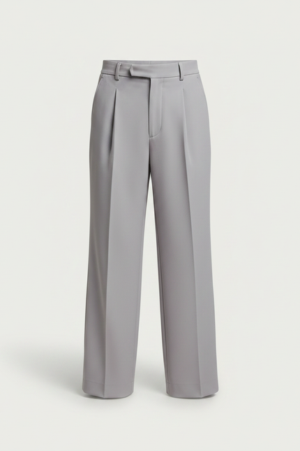 Pantalon À Pince Gris Ample Plissé Décontracté Enfant - Gabardine - vue 3