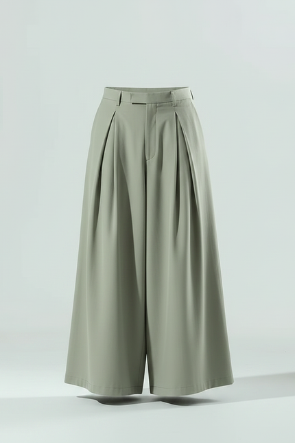 Pantalon À Pince Vert Sauge Ample Plissé Fluide Homme - Polyester - vue 3