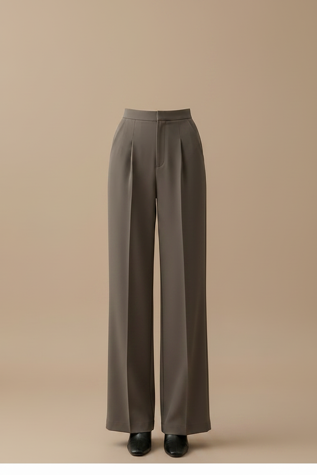 Pantalon À Pince Gris Plissé Ample Taille Haute Femme - Gabardine - vue 3