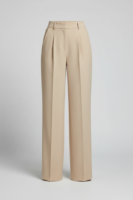 Pantalon À Pince Beige Ample Droit Élégant Femme - Polyester - vue 3