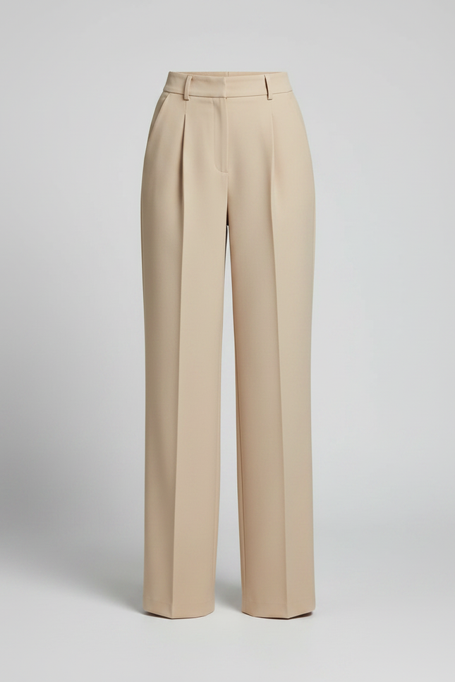 Pantalon À Pince Beige Ample Droit Élégant Femme - Polyester - vue 3