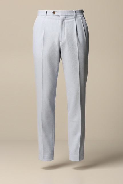 Pantalon À Pince Bleu Clair Rayé Plissé Décontracté Homme - Coton - vue 3