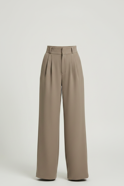 Pantalon À Pince Kaki Ample Plissé Décontracté Fille - Polyester - vue 3