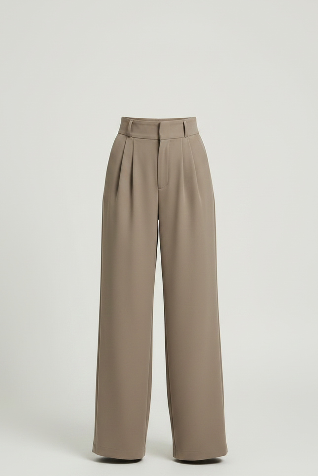 Pantalon À Pince Kaki Ample Plissé Décontracté Fille - Polyester - vue 3