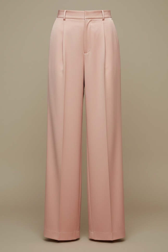 Pantalon À Pince Rose Satiné Ample Fluide Taille Haute - vue 3