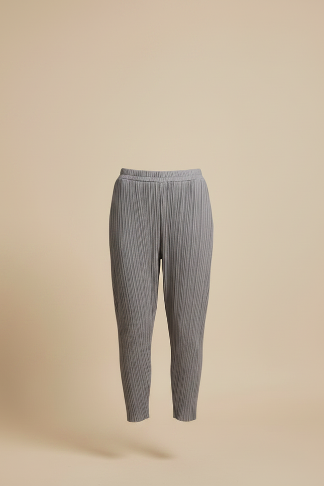 Pantalon À Pince Gris Plissé Ample Fluide Femme - Polyester - vue 3