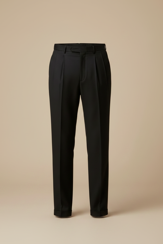 Pantalon À Pince Noir Classique Habillé Homme - Gabardine - vue 3