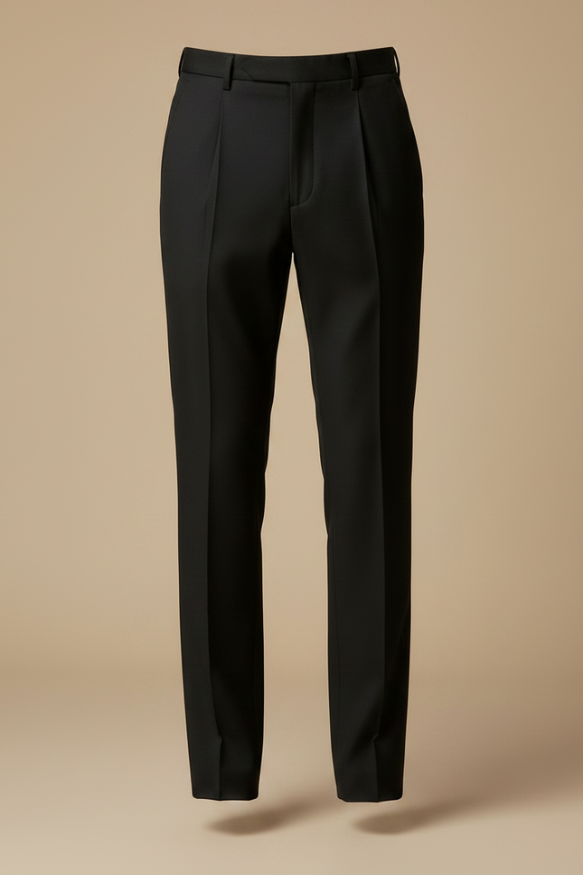 Pantalon À Pince Noir Droit Élégant Homme - Polyester - vue 3