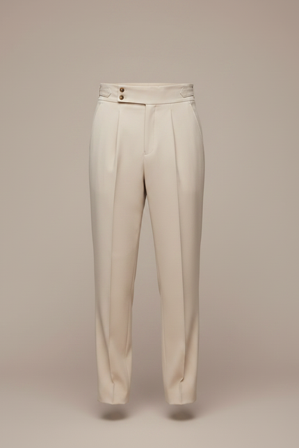 Pantalon À Pince Beige Plissé Chic Droit Décontracté Homme - Gabardine - vue 3