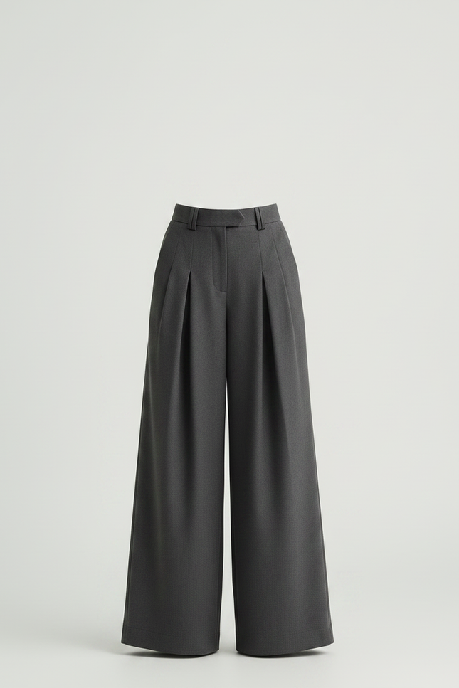 Pantalon À Pince Gris Ample Plissé Élégant Enfant - Gabardine - vue 3