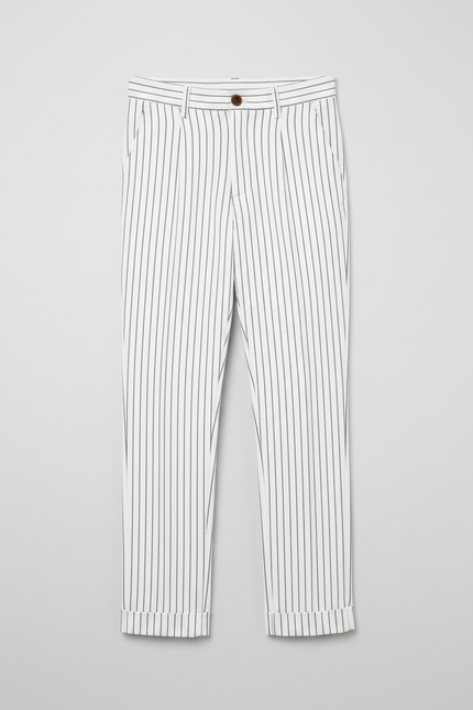 Pantalon À Pince À Rayure - Blanc Gabardine - vue 3