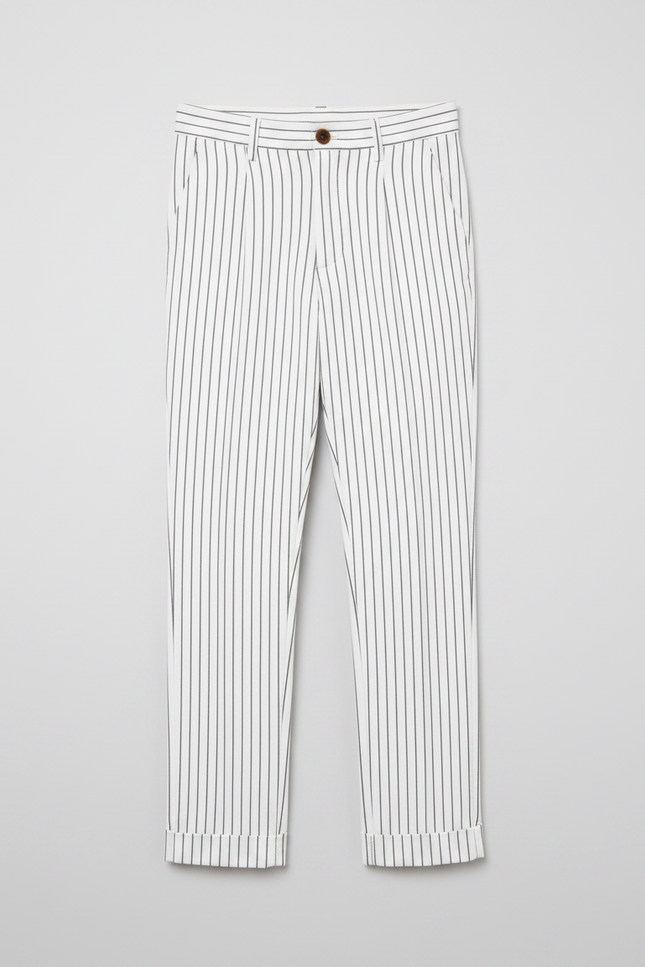 Pantalon À Pince À Rayure - Blanc Gabardine - vue 3