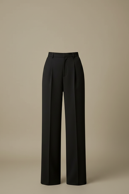 Pantalon À Pince Noir Plissé Ample Taille Haute Femme - Gabardine - vue 3