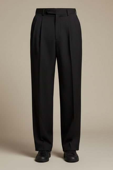 Pantalon À Pince Noir Ample Homme Élégant Classique - Gabardine - vue 3