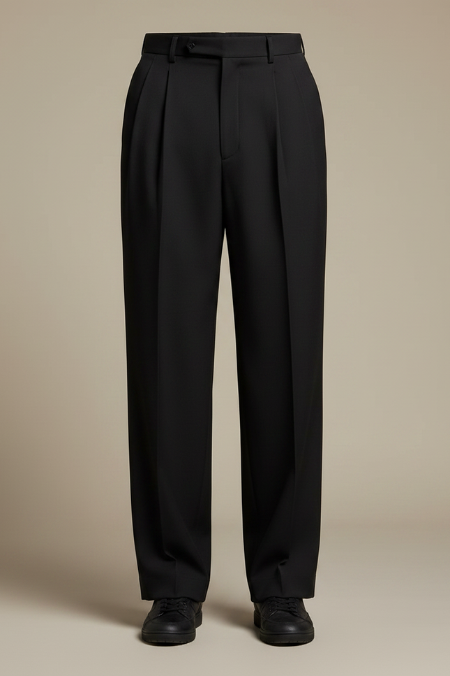 Pantalon À Pince Noir Ample Homme Élégant Classique - Gabardine - vue 3