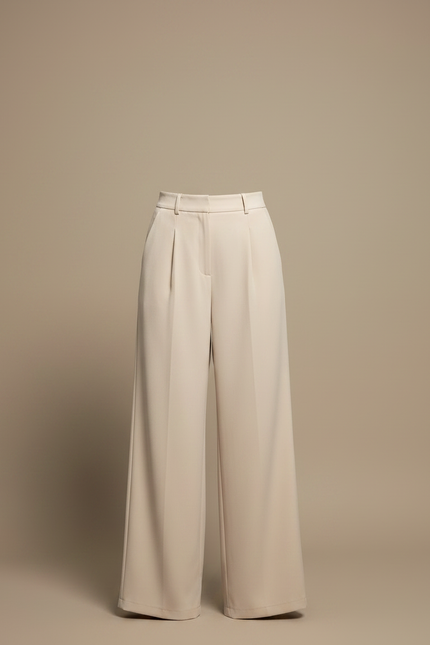 Pantalon À Pince Beige Ample Fluide Décontracté - Polyester - vue 3