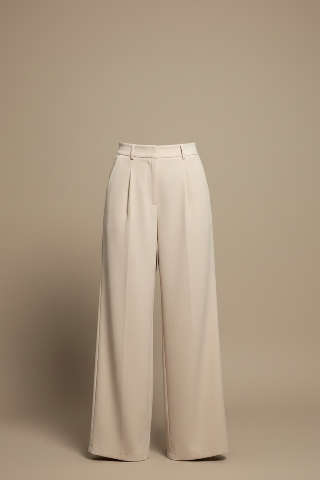 Pantalon À Pince Beige Ample Fluide Décontracté - Polyester - vue 3