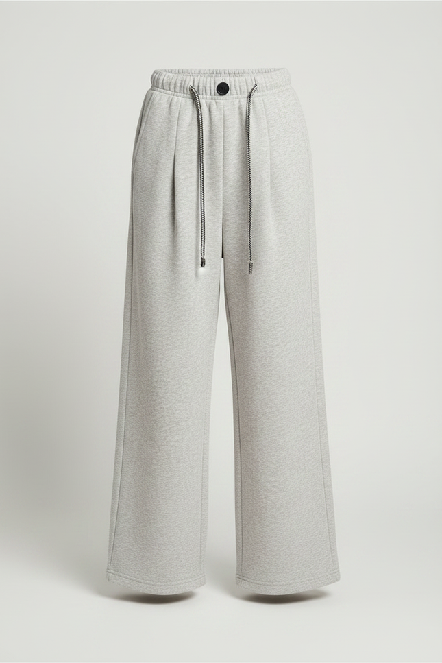 Pantalon À Pince Gris Ample Décontracté Cordon - Molleton - vue 3