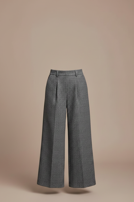 Pantalon À Pince Gris Ample Texturé Décontracté - Tweed - vue 3