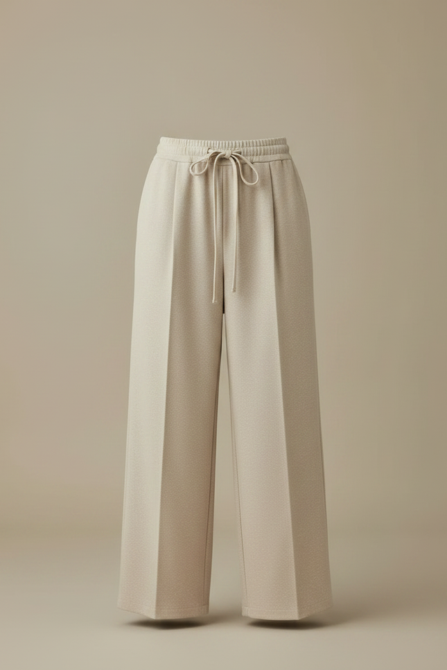 Pantalon À Pince Crème Ample Décontracté Fluide Femme - Beige Molleton - vue 3