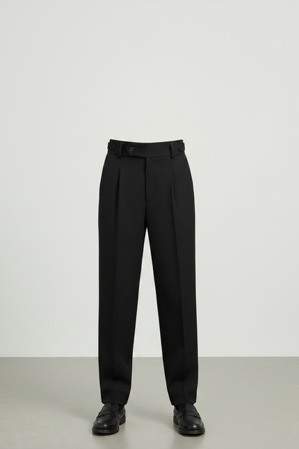Pantalon À Pince Noir Plissé Élégant Classique Enfant - Gabardine - vue 3