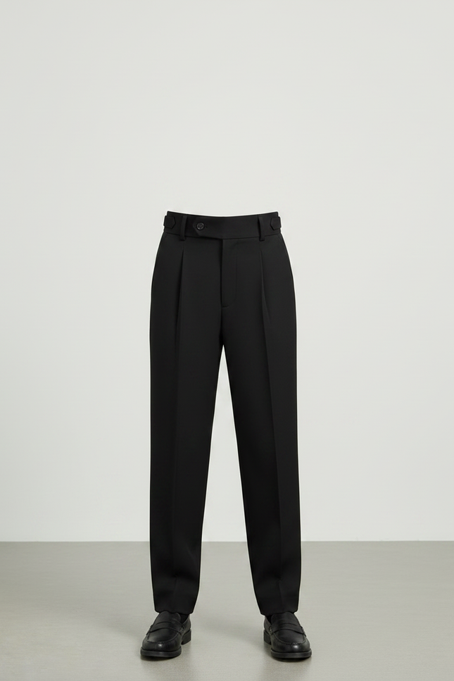 Pantalon À Pince Noir Plissé Élégant Classique Enfant - Gabardine - vue 3