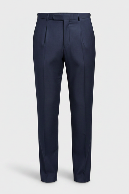 Pantalon À Pince Bleu Marine Classique Habillé Homme - Laine - vue 3