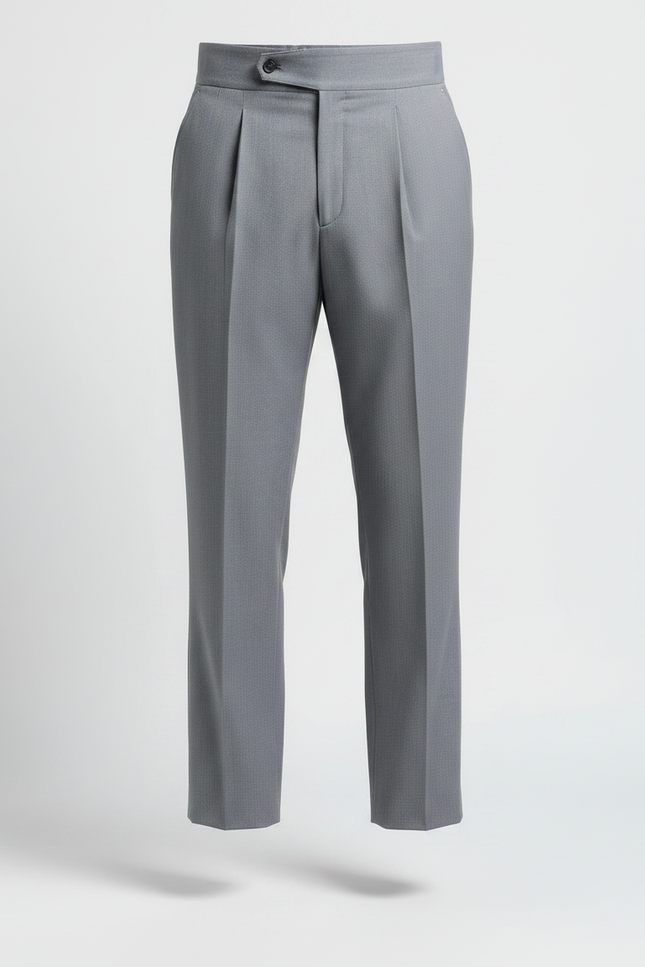 Pantalon À Pince Gris Plissé Droit Élégant Homme - Gabardine - vue 3