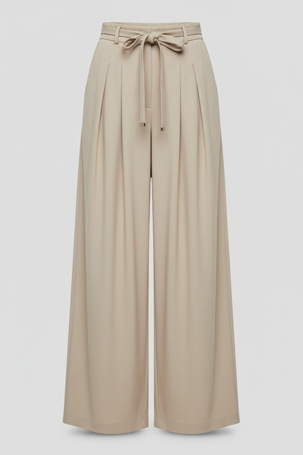 Pantalon À Pince Beige Ample Plissé Fluide - Gabardine - vue 3