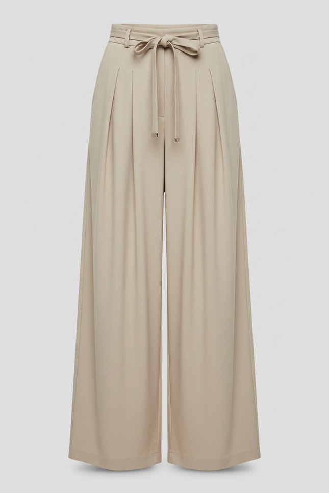Pantalon À Pince Beige Ample Plissé Fluide - Gabardine - vue 3