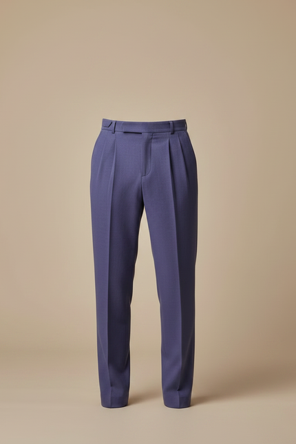 Pantalon À Pince Bleu Lavande Plissé Laine Droit Homme - vue 3