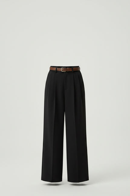 Pantalon À Pince Noir Ample Plissé Élégant Enfant - Polyester - vue 3