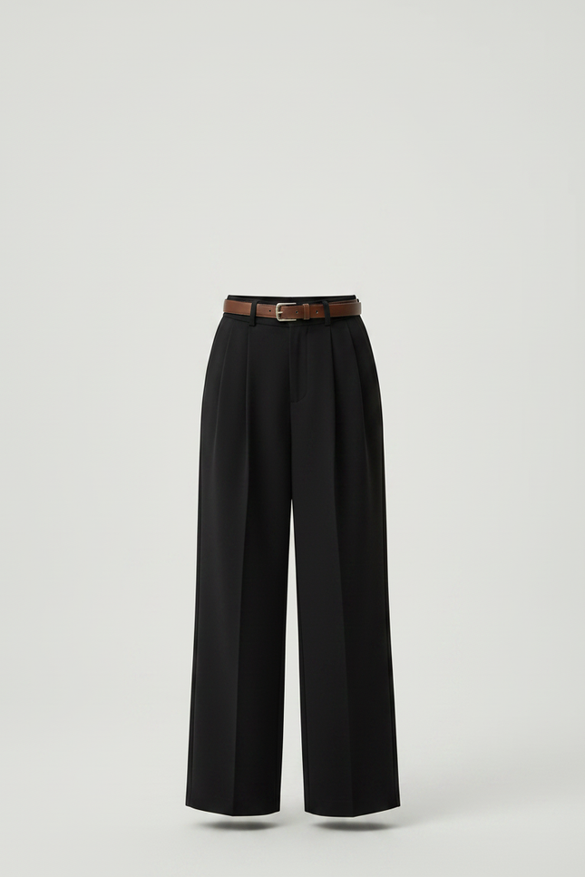 Pantalon À Pince Noir Ample Plissé Élégant Enfant - Polyester - vue 3