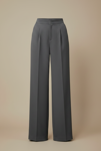 Pantalon À Pince Gris Fluide Ample Élégant - Polyester - vue 3