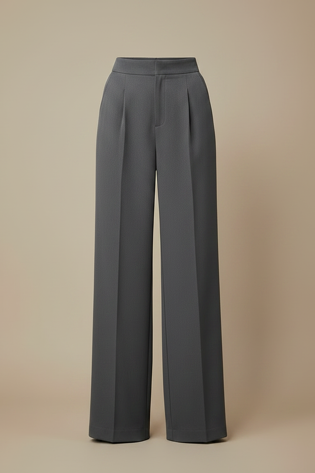 Pantalon À Pince Gris Fluide Ample Élégant - Polyester - vue 3