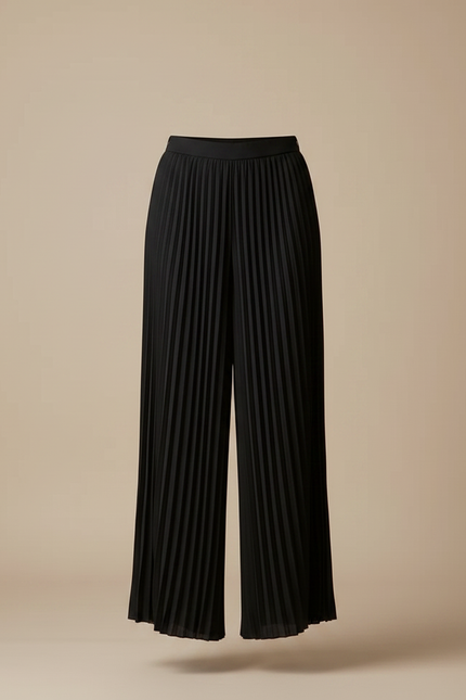 Pantalon À Pince Noir Plissé Ample Élégant Femme - Polyester - vue 3