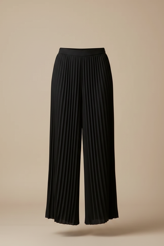 Pantalon À Pince Noir Plissé Ample Élégant Femme - Polyester - vue 3