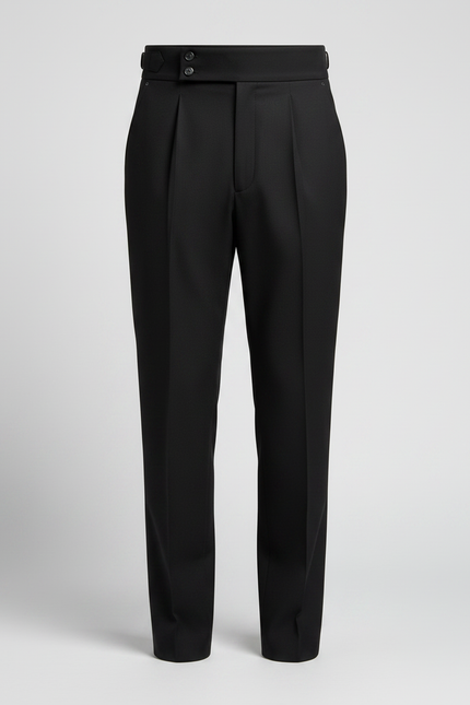 Pantalon À Pince Noir Taille Haute Plissé Droit Homme - Gabardine - vue 3