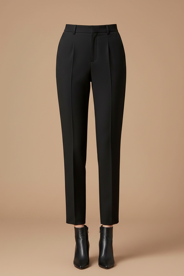 Pantalon À Pince Noir Taille Haute Slim Femme - Polyester - vue 3