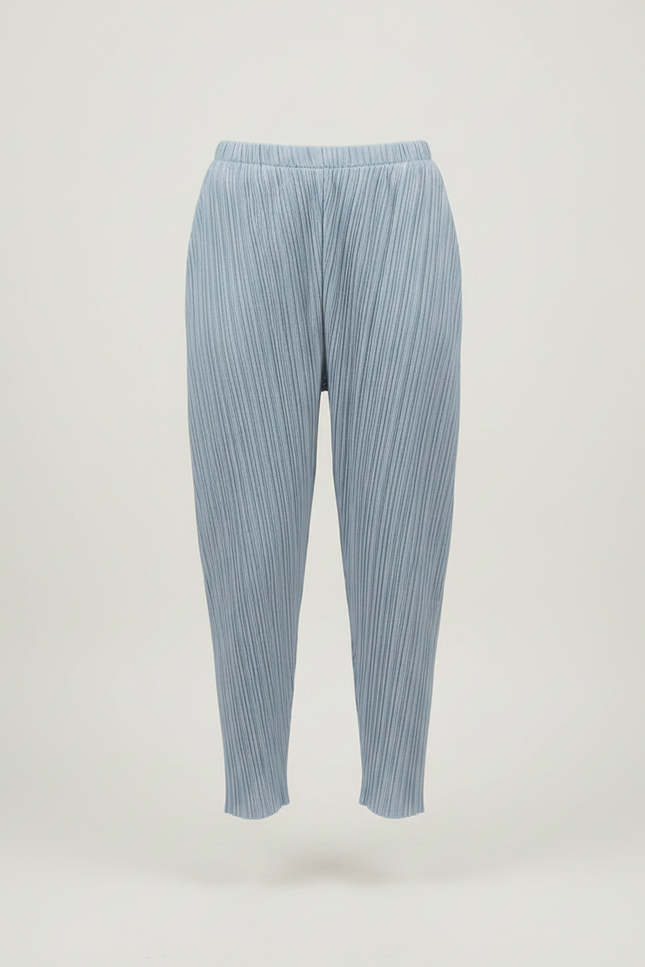 Pantalon À Pince Plissé Bleu Ciel Fluide Décontracté Femme - Polyester - vue 3