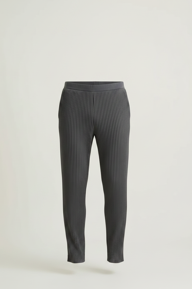 Pantalon À Pince Gris Plissé Droit Casual Homme - Maille - vue 3